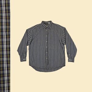 Y2K plaid L GAP shirt, vintage 2000s mens blue & green long sleeve button down